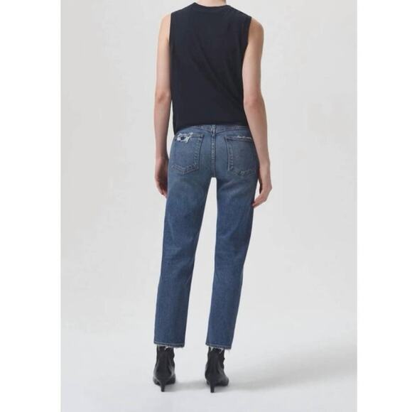 NWT Agolde Kye Mid-Rise Stretch Straight Crop In Notion Medium Wash Size 24 - Picture 2 of 10